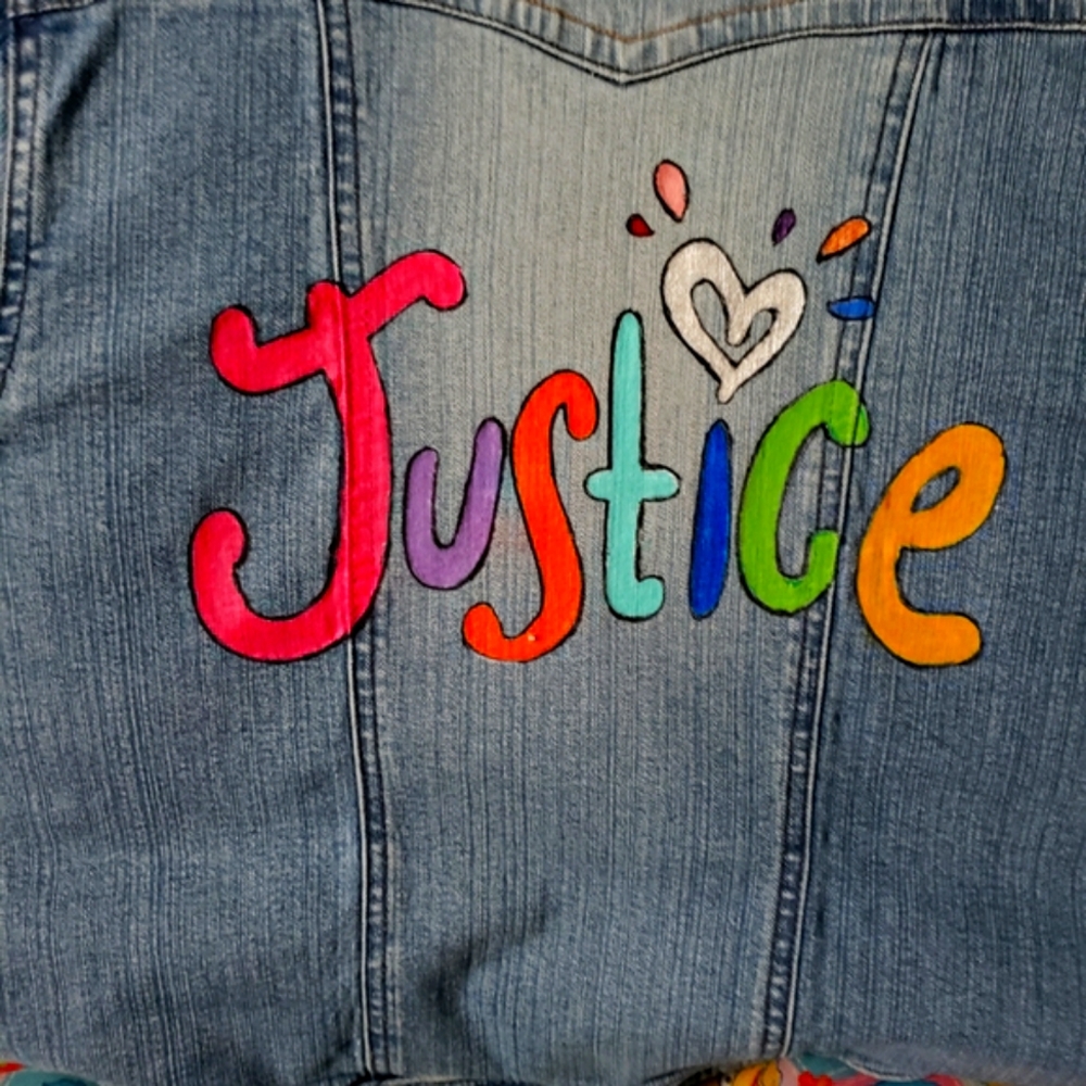 Girls painted denim jacket by Justice